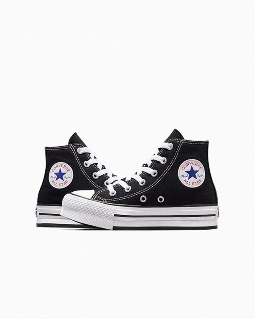 Topanky Na Platforme Converse Chuck Taylor All Star Lift Vysoke Dievcenske Čierne Biele Čierne | SK P11QBC6